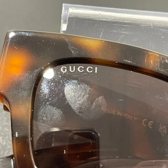 Gucci Women\'s Tortoise Sunglasses with Gucci Spellout on Arm (JB1398) Gucci Women main image 3